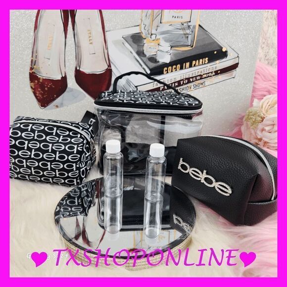 ❣️❣️3 pc Bebe Nested Train Case Makeup Travel✈️✈️ Bag Set NEW - Picture 2 of 6